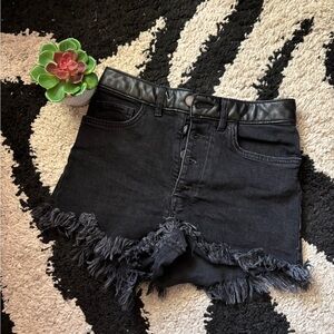 Maje Faux Leather Lined Denim Shorts Sz 2